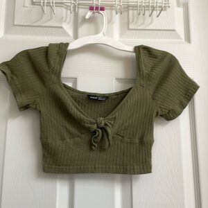 Olive green SHEIN stretchy crop top - XS